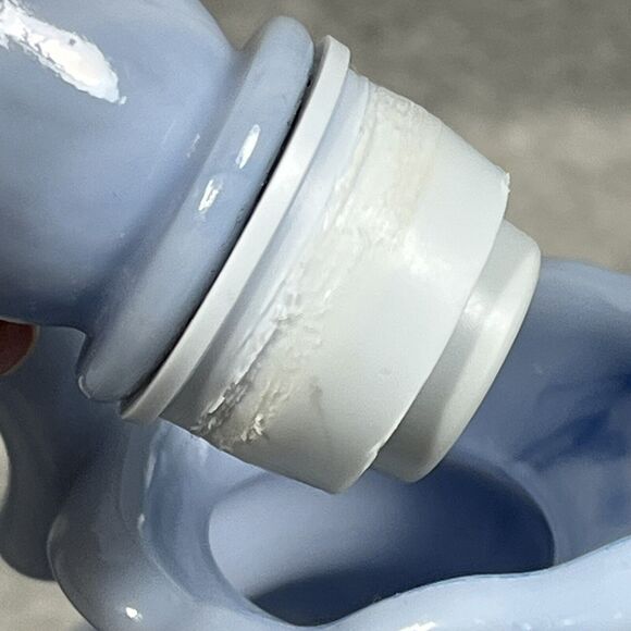 Vtg 1978 Avon Blue Swirl Milk Glass Pitcher 6.5"‎ Bubble Bath Bottle Victorian - Picture 11 of 13